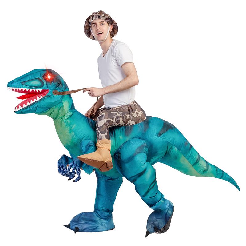 GOOSH Inflatable Dinosaur Costume for Adult Halloween Costume Women Man Funny Blow up Costume for Halloween Party Cosplay Clothing Set