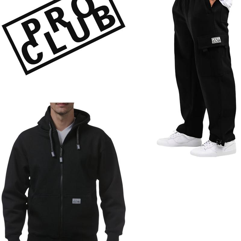 PROCLUB  HEAVYWEIGHT ZIP-UP + CARGO SWEATPANTS Clothing Soft