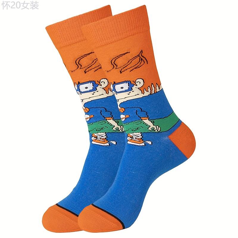 5 10 20 Pairs of Vibrant Cartoon Anime Crew Socks - Soft, Breathable, Comfy, Unisex, Casual, Outdoor, Trendy, Fun - Perfect for Men's Everyday Wear Fabric Menswear Spandex Tropical Spandex Tropical