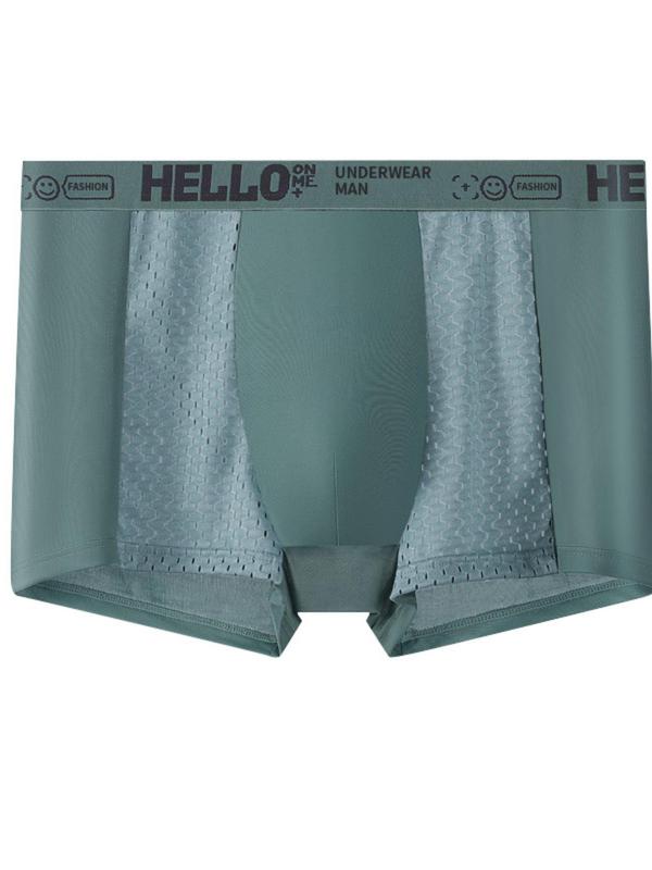 Men's Letter Tape Hollow Out Boxer Brief, Breathable Comfortable Underwear for Daily Wear, Casual Men's Underwear for All Seasons