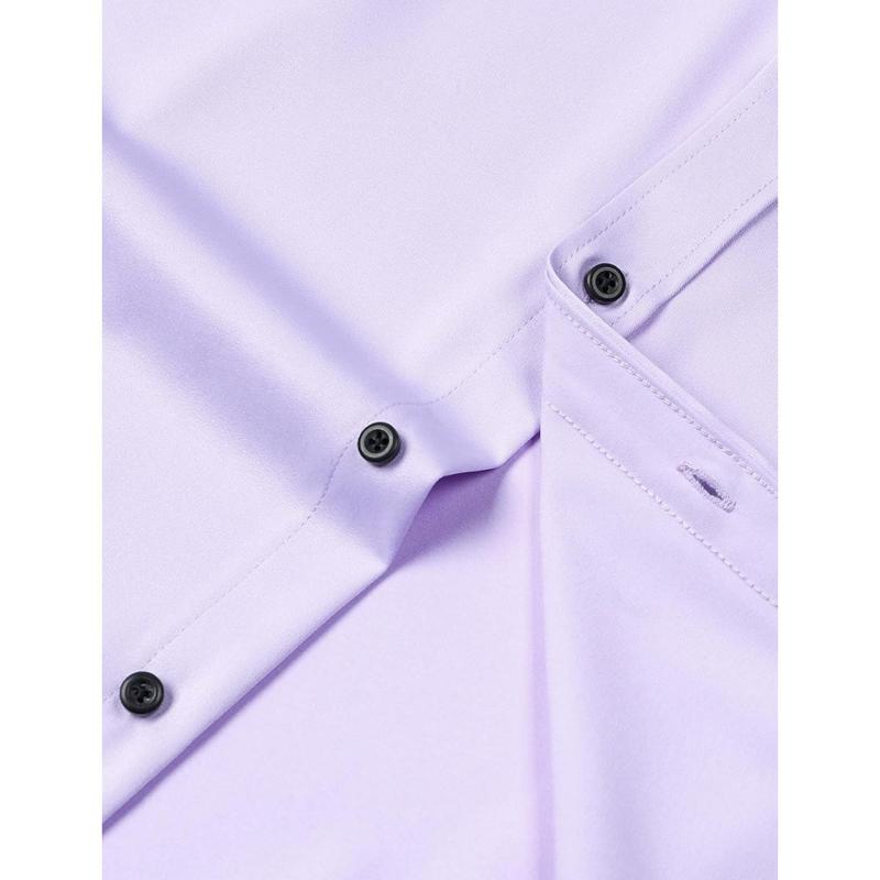 Men's Stretch Wrinkle Free Dress Shirts Formal Wedding Prom Long Sleeve Slim Fit Button Down Shirt