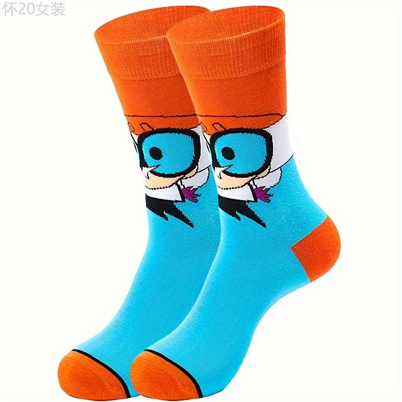 5 10 20 Pairs of Vibrant Cartoon Anime Crew Socks - Soft, Breathable, Comfy, Unisex, Casual, Outdoor, Trendy, Fun - Perfect for Men's Everyday Wear Fabric Menswear Spandex Tropical Spandex Tropical