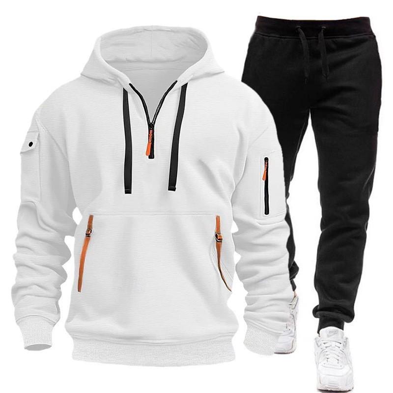 Sports Sweater Suit Men's Multi-Pocket Zipper Hooded Sweatshirt Sportswear Suit Sweatpants Light Board