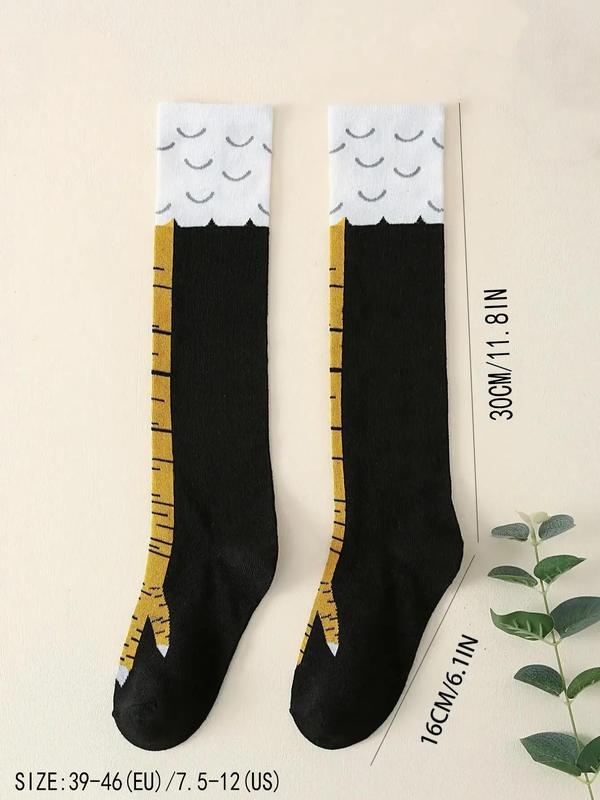 Men's Trendy Animal Print Over The Calf Socks As Leg Warmer, Cute Chicken Feet Design Knit Crew Socks, Soft Comfy Breathable Socks for Daily Wear, Summer Wear 2024, Socks for Men, Birthday Wear