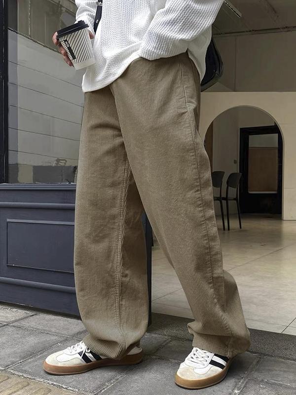 Men's Solid Color Drawstring Pants, Loose Casual Comfy Trousers for Fall & Winter, Men's Bottoms for Daily Wear