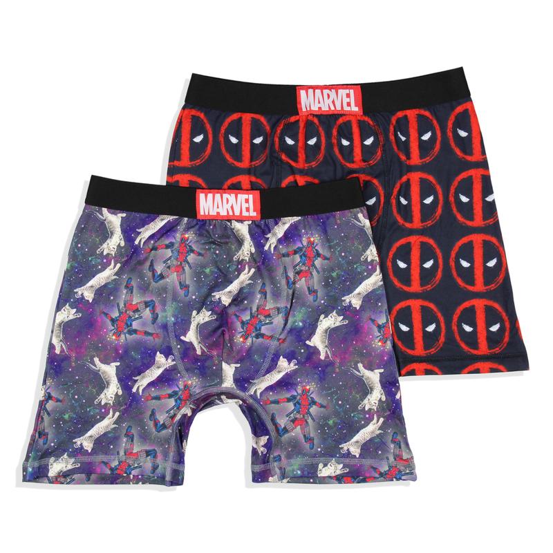 Marvel Mens' 2 Pack Deadpool Cat Symbol Boxers Underwear Boxer Briefs