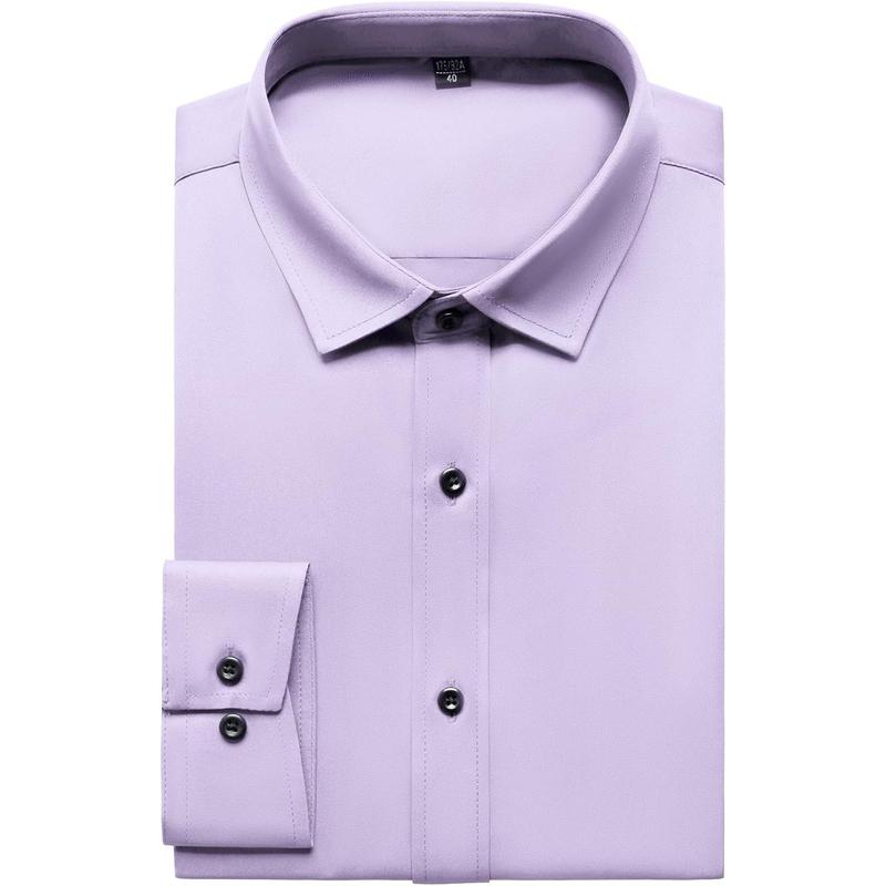 Men's Stretch Wrinkle Free Dress Shirts Formal Wedding Prom Long Sleeve Slim Fit Button Down Shirt