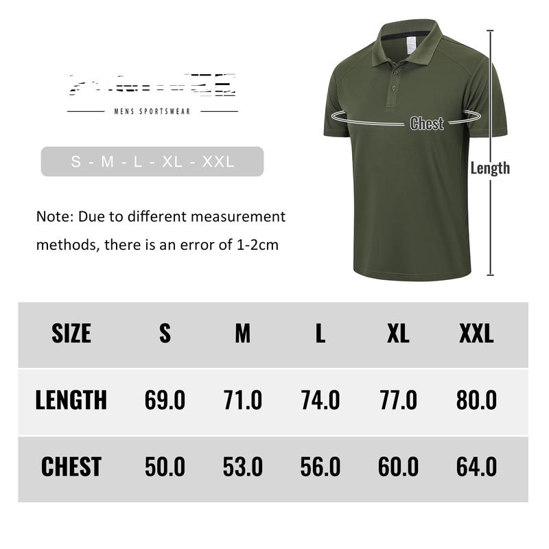 Men'S Polo Shirt Moisture Wicking Short Sleeved High-Performance Quick Drying Sports Golf Jersey