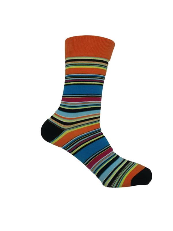 Men's Colorful Cartoon & Striped Print Crew Socks, Casual Comfortable Breathable Mid-calf Socks for Daily Wear, Men's Socks for All Seasons