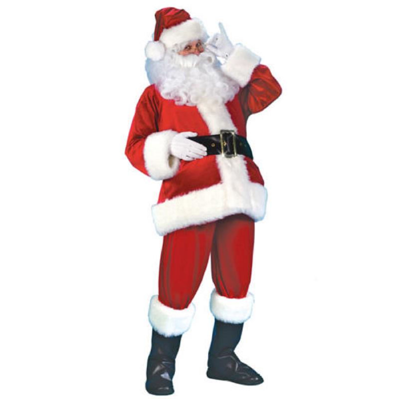 Christmas Santa Claus Cosplay Costume, Five Pieces Fancy Dress For Adults