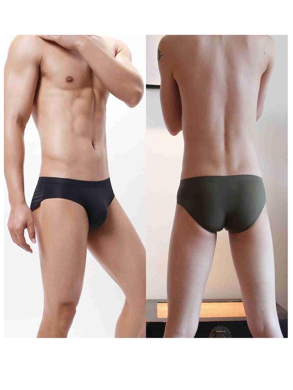 Men's Solid Color Pouch Panty, Comfy Breathable Underwear for Daily Wear, Underwear for All Seasons