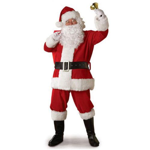 Christmas Santa Claus Cosplay Costume, Five Pieces Fancy Dress For Adults