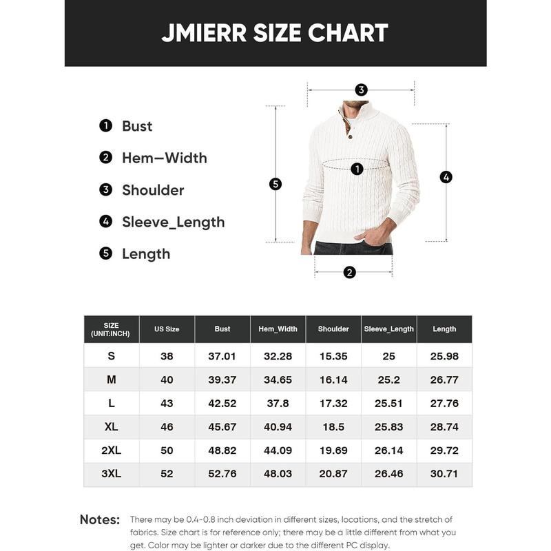 Jmierr Men's Twisted Knitted Pullover Sweater Casual Long Sleeve Stand Collar Button Knitted Sweater