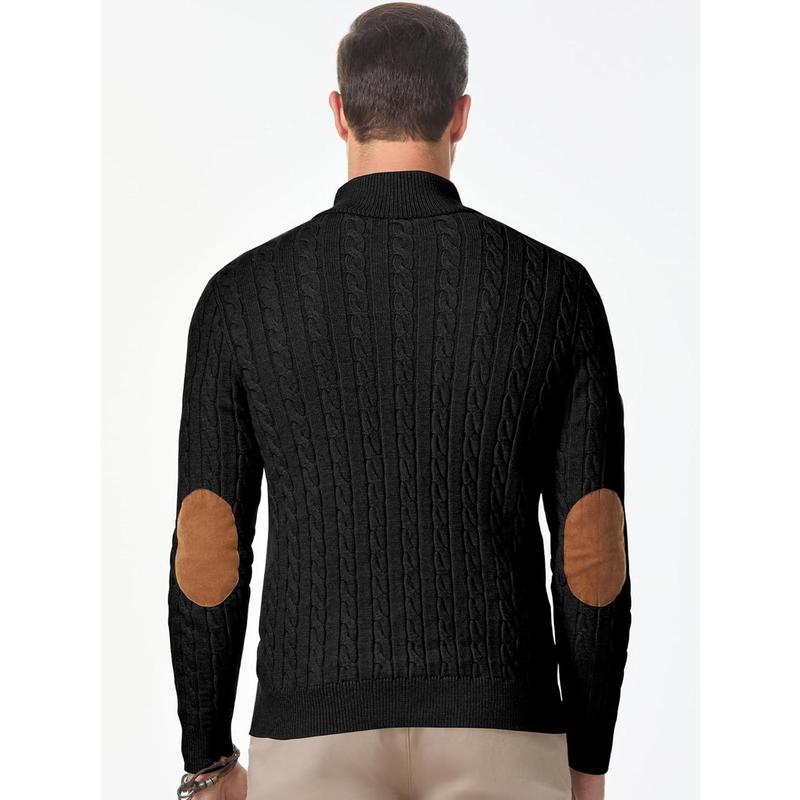 Jmierr Men's Twisted Knitted Pullover Sweater Casual Long Sleeve Stand Collar Button Knitted Sweater