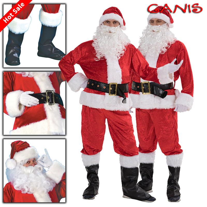 Christmas Santa Claus Cosplay Costume, Five Pieces Fancy Dress For Adults