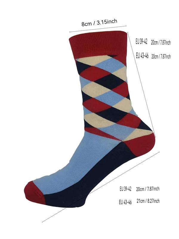 Men's Colorful Cartoon & Striped Print Crew Socks, Casual Comfortable Breathable Mid-calf Socks for Daily Wear, Men's Socks for All Seasons