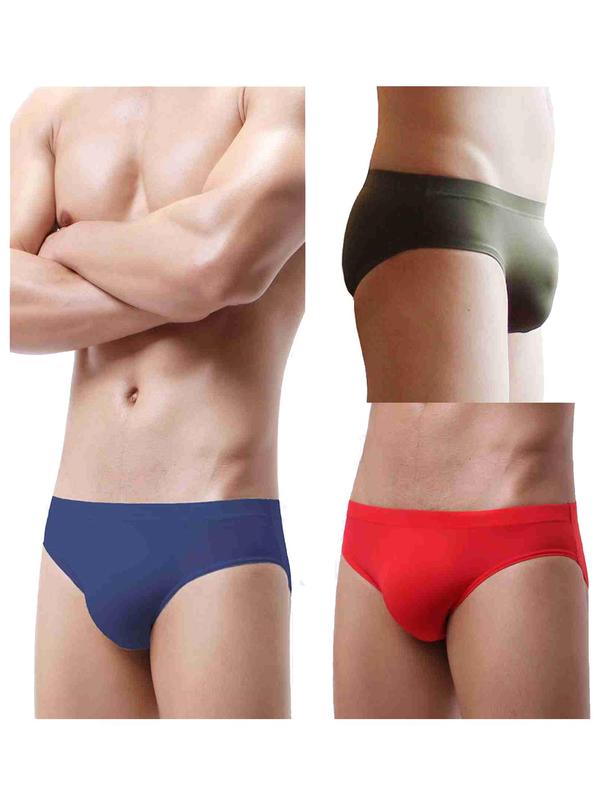 Men's Solid Color Pouch Panty, Comfy Breathable Underwear for Daily Wear, Underwear for All Seasons