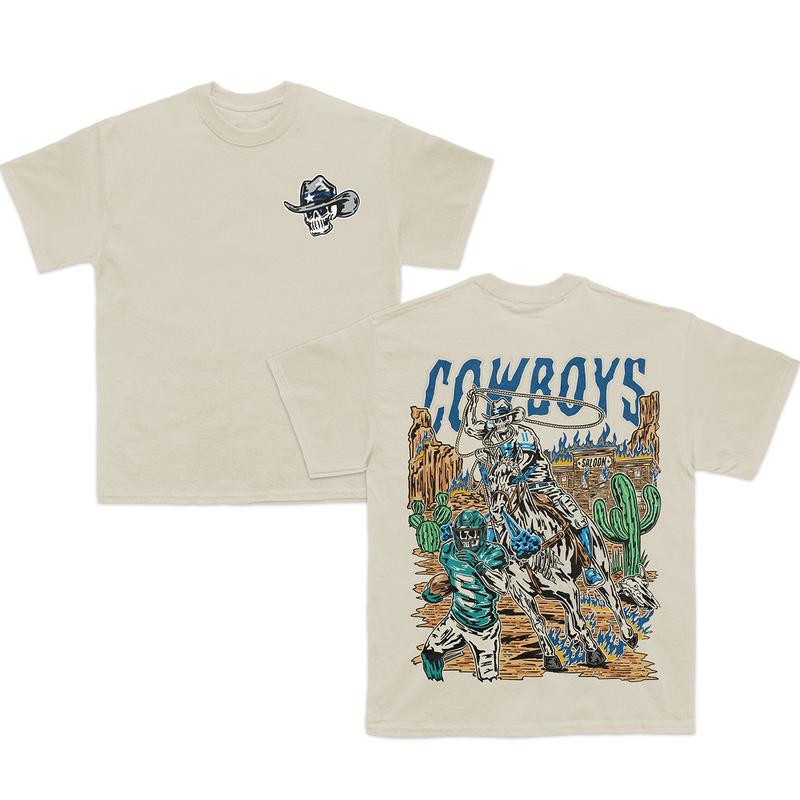 Dallas Football Limited Edition Graphic Cow boys T-Shirt, Heavy Cotton, Men's & Women's Top, American Football Merch, Deadman's Football, Menswear & Womenswear, Short Sleeve Tee, Comfortable and Stylish, Perfect for Fans of Dallas Football