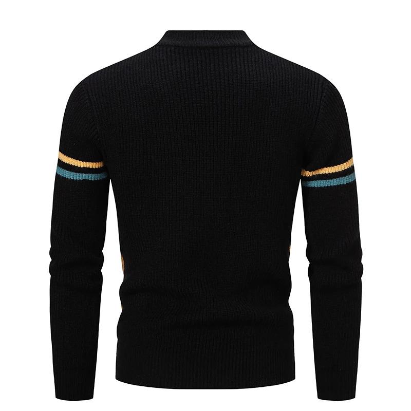 Autumn Winter O Neck Pullovers Men Patchwork Casual Knit Sweater Fashion Youthful Vitality Knitted Warm Pullover Man Y2K Sweater