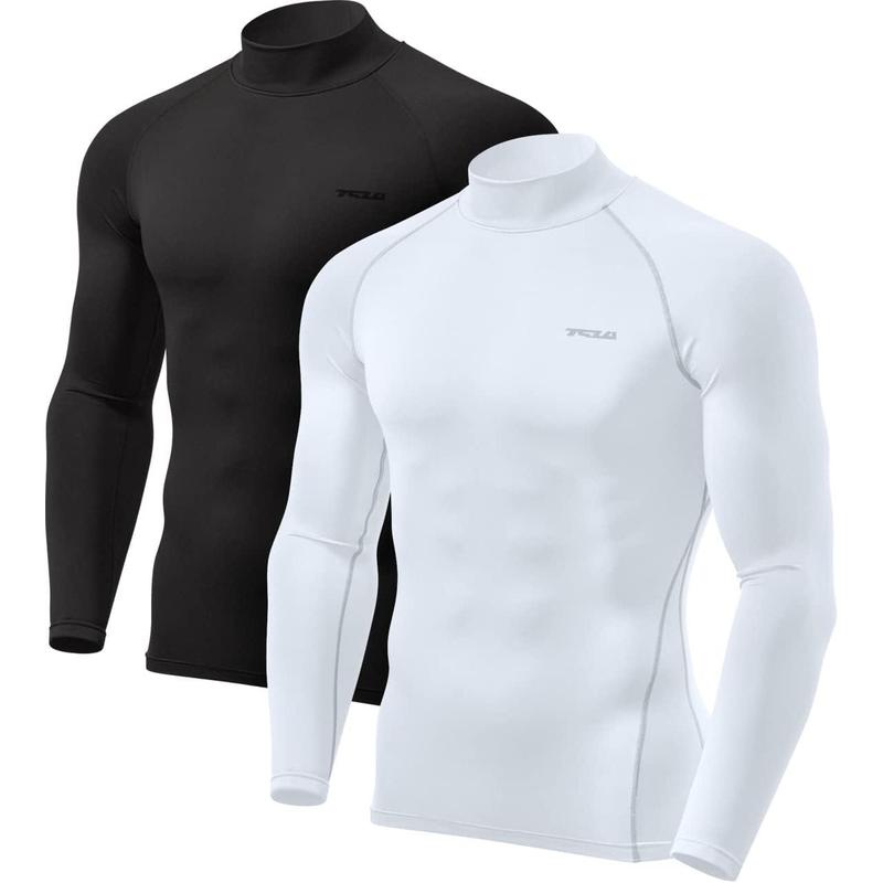 Men's Thermal Long Sleeve Compression Shirts, Mock Turtleneck Winter Sports Running Base Layer Top