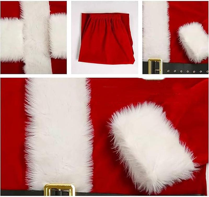 Gardentime Deluxe Santa Claus Costume for Men – 10-Piece Red Velvet Outfit for Christmas, Holiday Party, & Role Play