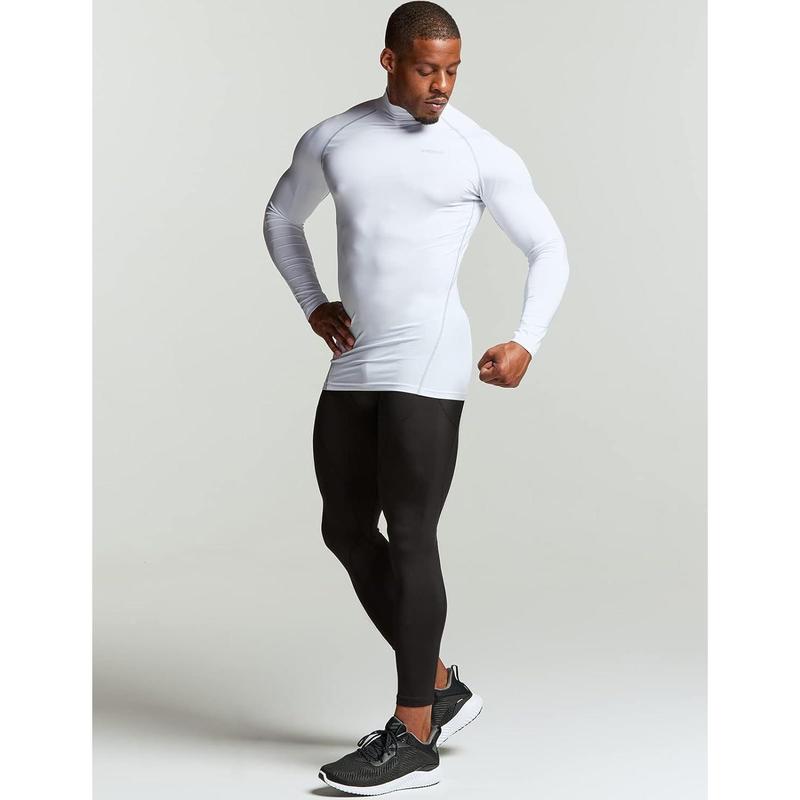 Men's Thermal Long Sleeve Compression Shirts, Mock Turtleneck Winter Sports Running Base Layer Top