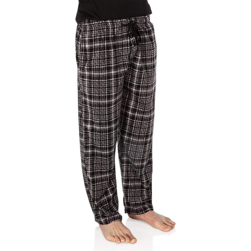 1PCK or 3PCK Mens PJ Pajama Pants Bottoms Fleece Lounge Pants Sleepwear Plaid PJs with Pockets Microfleece