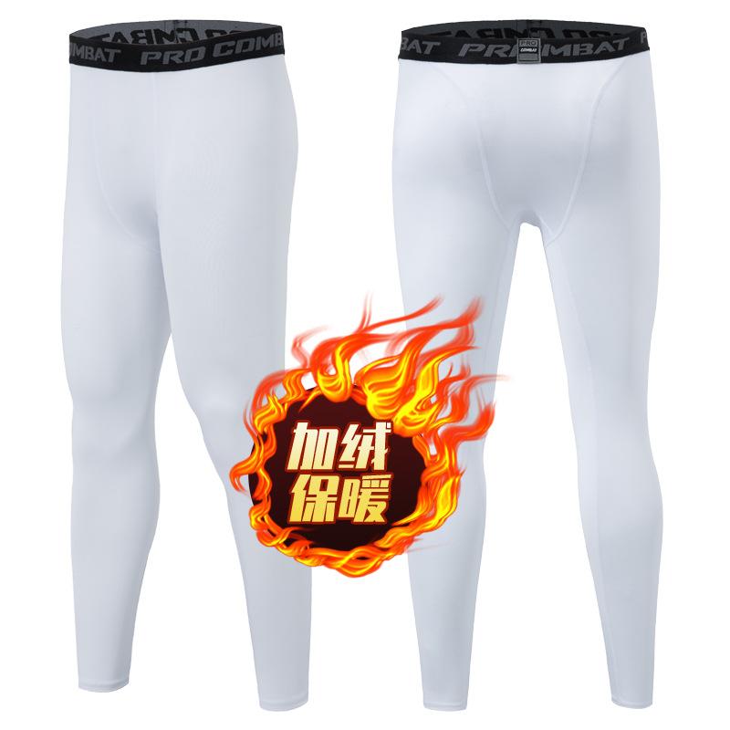 Autumn and Winter Fleece-lined Warm Suit Sports Men Tights Fitness Running Basketball Outdoor Training Workout Clothes Long Sleeve Halloween