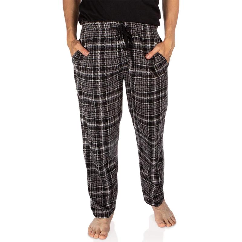 1PCK or 3PCK Mens PJ Pajama Pants Bottoms Fleece Lounge Pants Sleepwear Plaid PJs with Pockets Microfleece