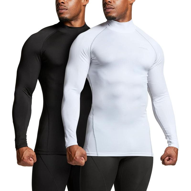 Men's Thermal Long Sleeve Compression Shirts, Mock Turtleneck Winter Sports Running Base Layer Top