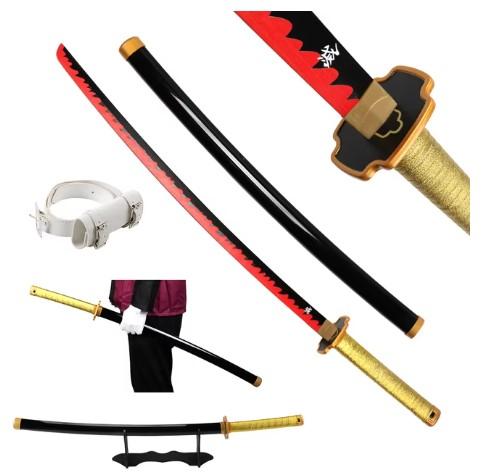 41 inch Demon Slayer Samurai Katana Sword With Belt And Holder Tanjiro Cosplay Props Decoration