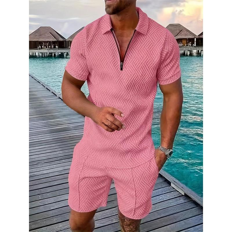 2 counts Outfits For Men, Casual Short Sleeve Lapel Shirt And Drawstring Shorts Set For Summer, Men's Clothing For Vacation Workout Menswear Overalls Suits Underwear Formal Wear Formal Human Tropical