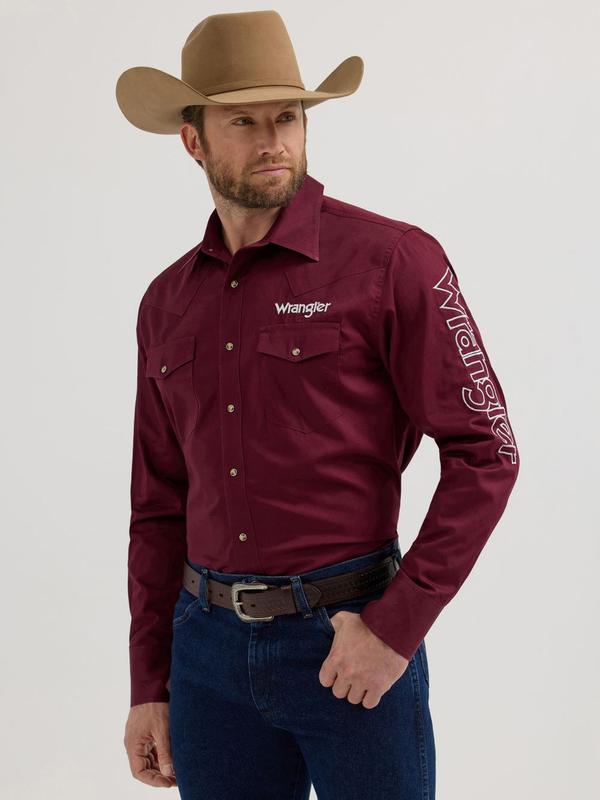 Casa Raul Wrangler Logo Burgundy Solid - Mens Shirt  - 112355405