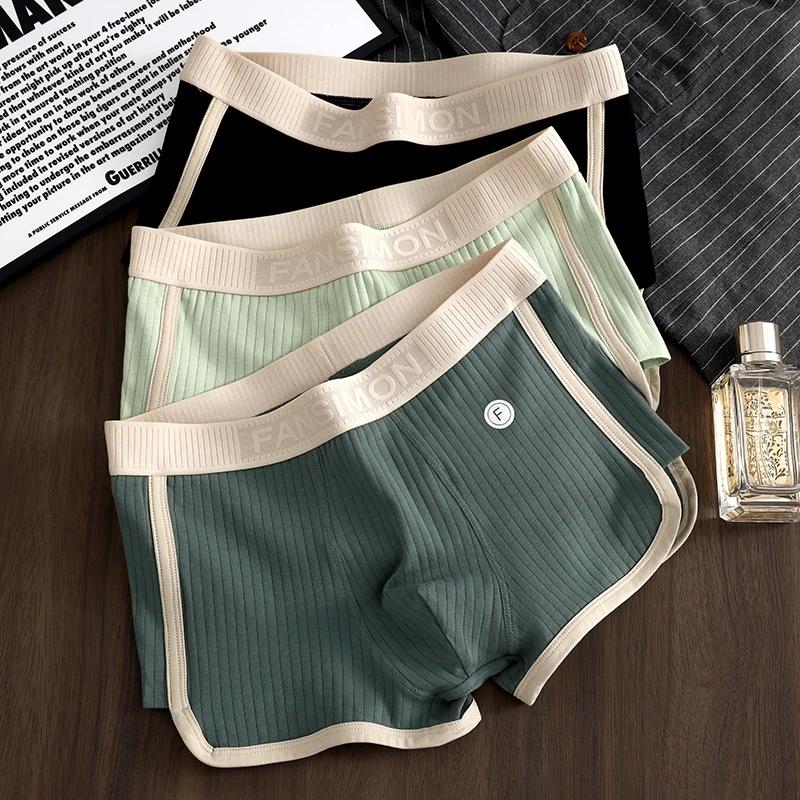 New Boxer Men Underwear Striped Pure Cotton Breathable Boxershort Mens Boxers Men's Mid-waist Four Corner Pants Size L-3XL