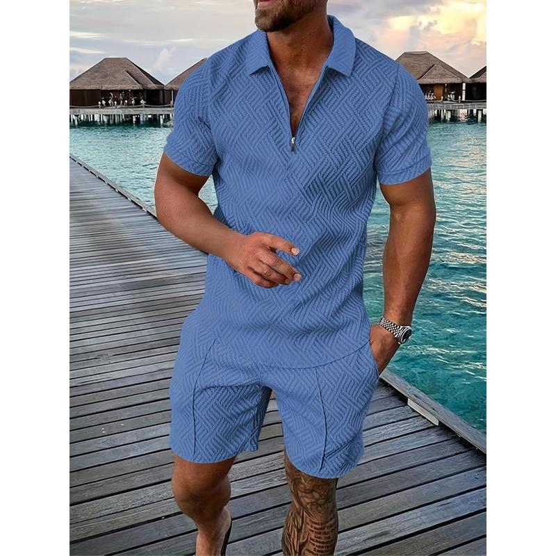 2 counts Outfits For Men, Casual Short Sleeve Lapel Shirt And Drawstring Shorts Set For Summer, Men's Clothing For Vacation Workout Menswear Overalls Suits Underwear Formal Wear Formal Human Tropical