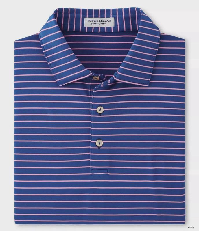 Peter Millar Polo Mens XL Summer Comfort Drum Blue Striped Performance NWT