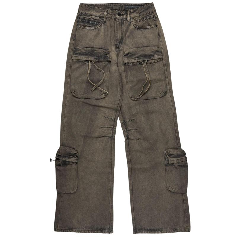 Cazer Dark Grey Baggy Fit Cargo Jean