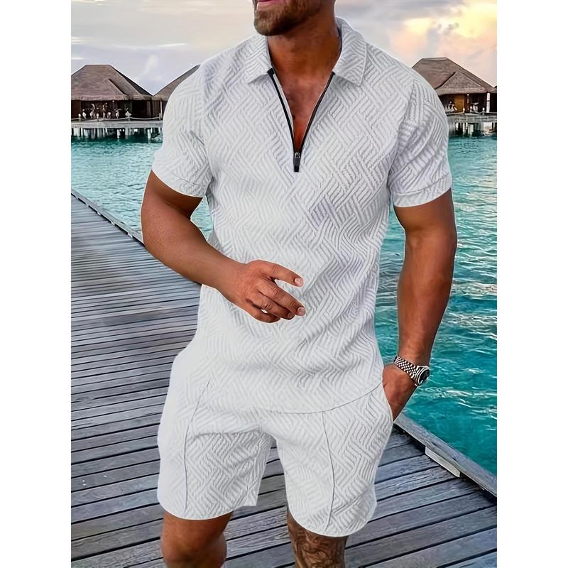 2 counts Outfits For Men, Casual Short Sleeve Lapel Shirt And Drawstring Shorts Set For Summer, Men's Clothing For Vacation Workout Menswear Overalls Suits Underwear Formal Wear Formal Human Tropical