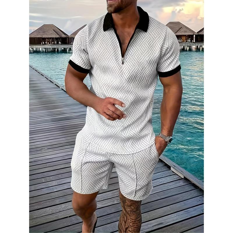 2 counts Outfits For Men, Casual Short Sleeve Lapel Shirt And Drawstring Shorts Set For Summer, Men's Clothing For Vacation Workout Menswear Overalls Suits Underwear Formal Wear Formal Human Tropical