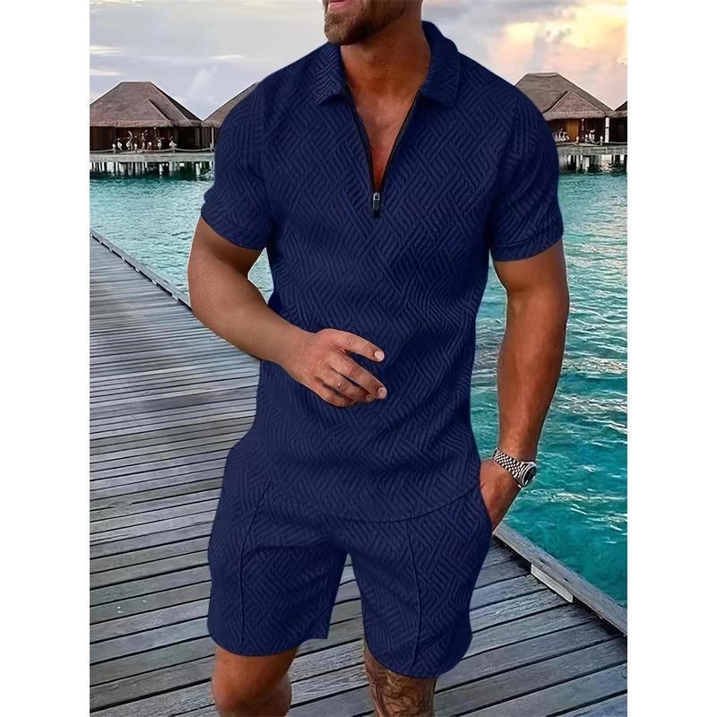 2 counts Outfits For Men, Casual Short Sleeve Lapel Shirt And Drawstring Shorts Set For Summer, Men's Clothing For Vacation Workout Menswear Overalls Suits Underwear Formal Wear Formal Human Tropical