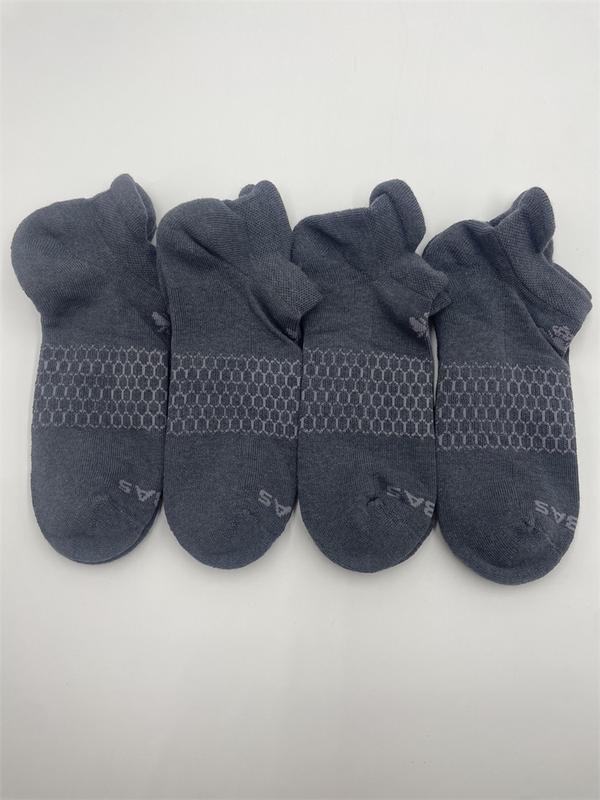 4 Pairs Bombas Honeycomb Men Women's Gray Ankle Sock Size L