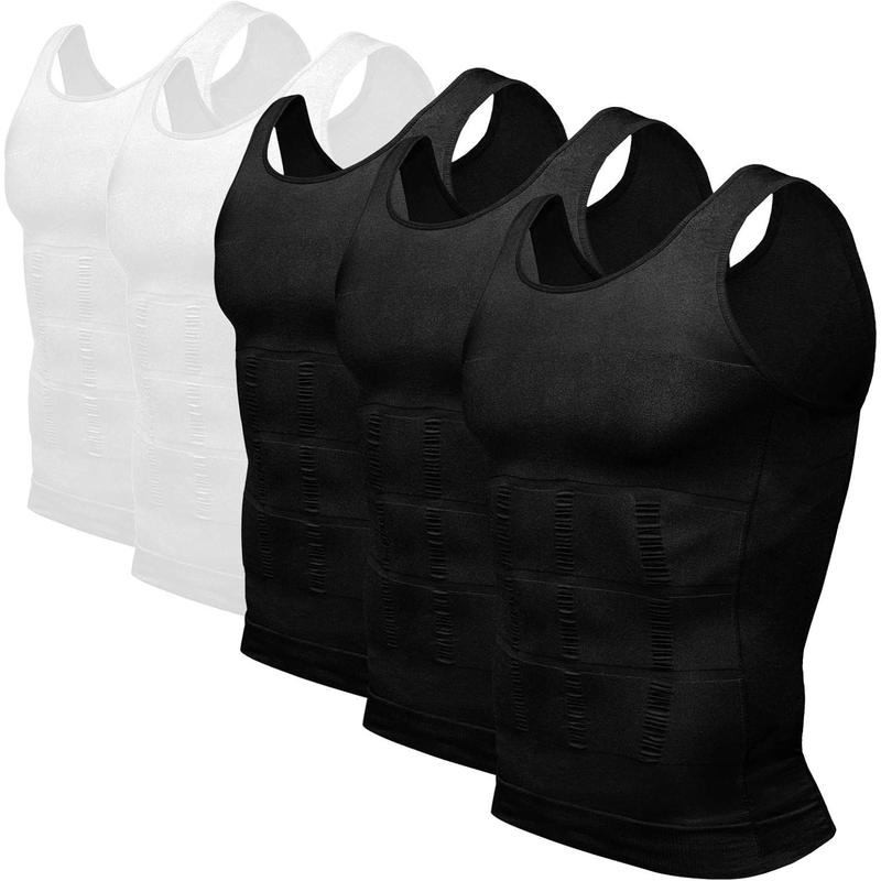 Mens 5 Pack Body Shaper Slimming Tummy Vest Thermal Compression Shirt Tank Top Shapewear