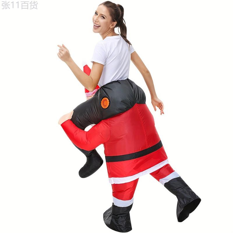 Anime-Inspired Funky Inflatable Santa Claus Carry-On Costume - Polyester Ride-On Suit for Christmas Party & Holiday Celebration Fabric Menswear