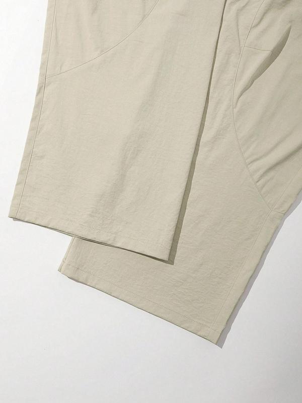 Men's Solid Button Fly Wide Leg Pants, Loose Casual Comfy Pocket Trousers for Daily Wear, Woven Bottoms for All Seasons