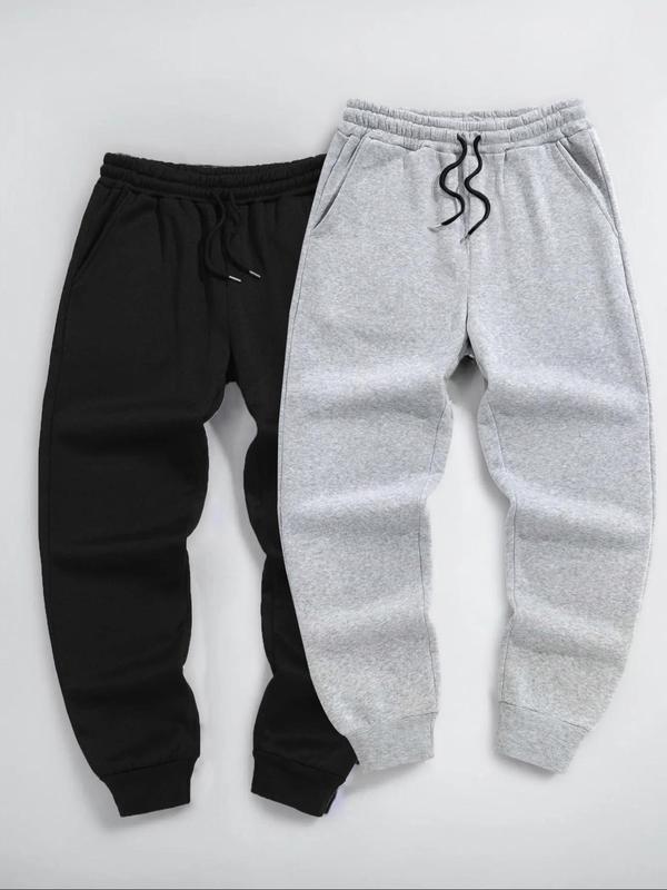 Men's Solid Drawstring Waist Sweatpants, Casual Comfy Regular Fit Jogger Pants for Spring & Fall, Men's Trousers for Daily Wear