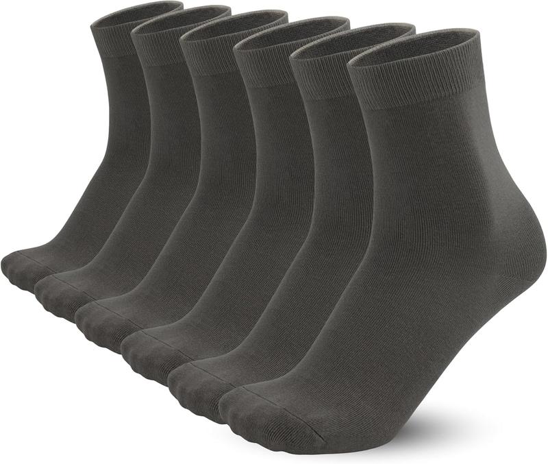 Mens Combed Cotton Thin Quarter Socks Solid Ankle Crew Stretch Sock Anti Odor Breathable 6 Pair Elastic Fabric