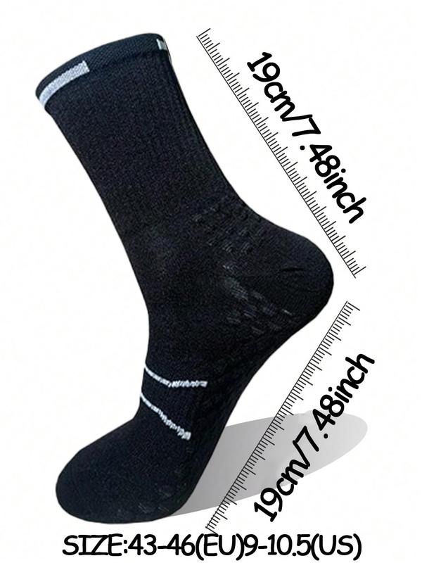 Men's Striped Print Crew Socks, Casual Comfy Breathable Socks for Daily Outdoor Wear, Socks for Men