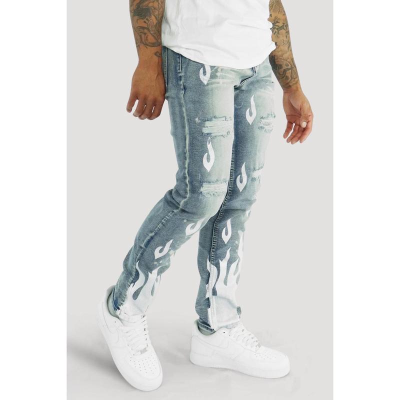 Rising Flame Denim (Blue Wash) Cotton Fabric