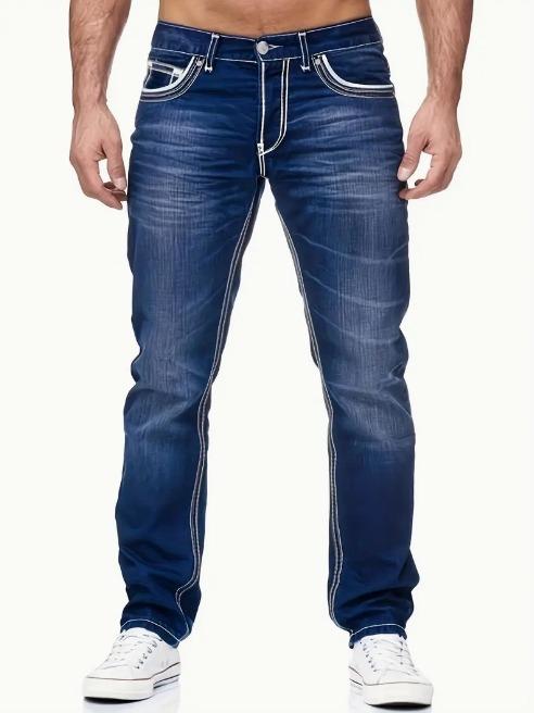 Men's Comfy Street Style Distressed Denim Pants With Pockets