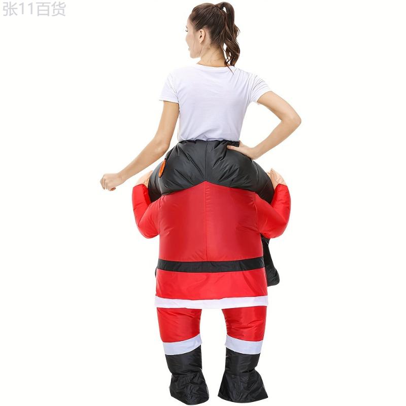 Anime-Inspired Funky Inflatable Santa Claus Carry-On Costume - Polyester Ride-On Suit for Christmas Party & Holiday Celebration Fabric Menswear